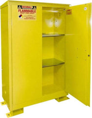 Securall Cabinets - 2 Door, 2 Shelf, Yellow Steel Standard Safety Cabinet for Flammable and Combustible Liquids - 69" High x 43" Wide x 18" Deep, Manual Closing Door, 3 Point Key Lock, 45 Gal Capacity - All Tool & Supply