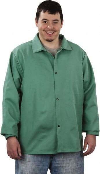 Steel Grip - Size L Welding & Flame Resistant/Retardant Jacket - Green, Cotton, Snaps Closure, 44 to 46" Chest - All Tool & Supply