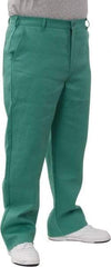 PRO-SAFE - Cotton Flame Resistant/Retardant Pants - Zipper Closure, 3 Pockets, 30" Waist, 32" Inseam, Green - All Tool & Supply