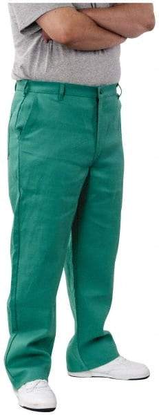 PRO-SAFE - Cotton Flame Resistant/Retardant Pants - Zipper Closure, 3 Pockets, 32" Waist, 32" Inseam, Green - All Tool & Supply