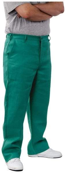 PRO-SAFE - Cotton Flame Resistant/Retardant Pants - Zipper Closure, 3 Pockets, 40" Waist, 32" Inseam, Green - All Tool & Supply