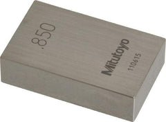 Mitutoyo - 0.85" Rectangular Steel Gage Block - Accuracy Grade 0, Includes Certificate of Inspection - All Tool & Supply