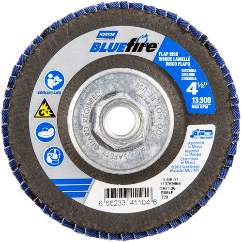 ‎4-1/2″ × 5/8″-11 Type 29 BlueFire Flap Disc - All Tool & Supply