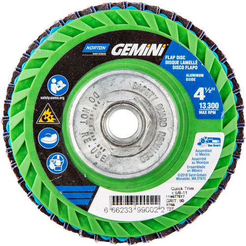 ‎4-1/2 × 5/8 - 11″ Gemini Plastic Flat Flap Disc Type 27 P80 Grit R766 Zirconia Alumina - All Tool & Supply