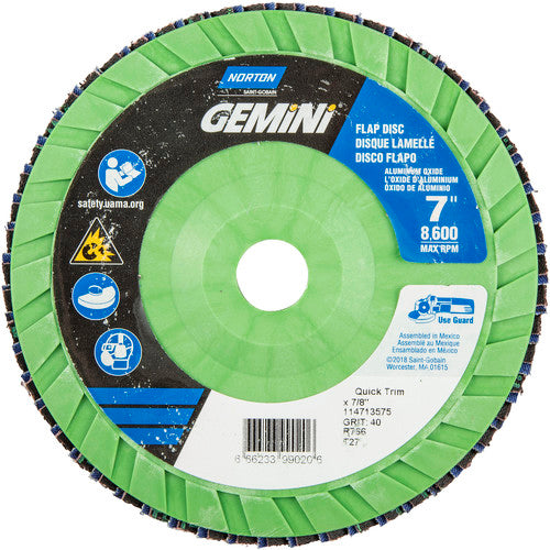 7 × 7/8″ Gemini Plastic Flat Flap Disc Type 27 P40 Grit R766 Zirconia Alumina - All Tool & Supply