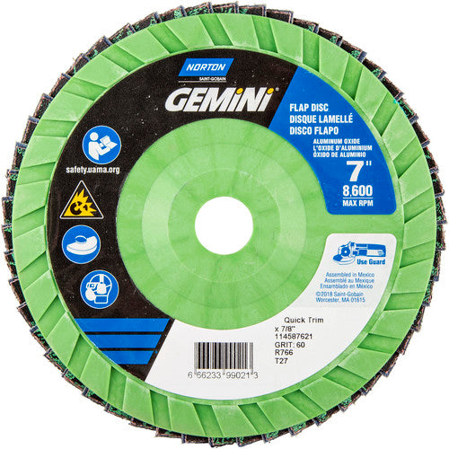 7 × 7/8″ Gemini Plastic Flat Flap Disc Type 27 P60 Grit R766 Zirconia Alumina - All Tool & Supply