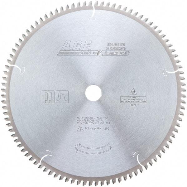 Amana Tool - 12" Diam, 1" Arbor Hole Diam, 96 Tooth Wet & Dry Cut Saw Blade - Carbide-Tipped, Clean Action, Standard Round Arbor - All Tool & Supply