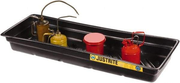 Justrite - 12 Gallon Capacity, 16 Inch Long x 46 Inch Wide, Polyurethane Spill Tray - 16 Inch Diameter, 5-1/2 Inch High, Black - All Tool & Supply