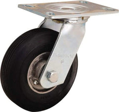 Hamilton - 6" Diam x 2" Wide, Rubber Swivel Caster - 300 Lb Capacity, Top Plate Mount, 4-1/2" x 6-1/4" Plate, Straight Roller Bearing - All Tool & Supply