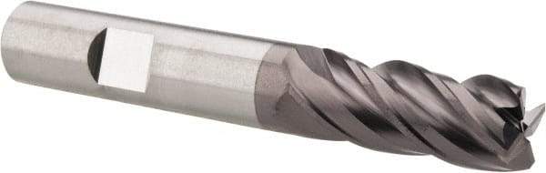 SGS - 1/2", 4 Flute, Single End, Solid Carbide, 0.03" Corner Radius End Mill - 3-1/4" OAL, Right Hand Flute, 1-1/4" LOC, Right Hand Cut - All Tool & Supply