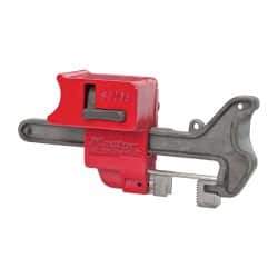 Master Lock - 4 Inch Max Valve Handle Size, Aluminum and Steel Handle On Ball Valve Lockout - 9/32 Inch Max Shackle Diameter, Red - All Tool & Supply