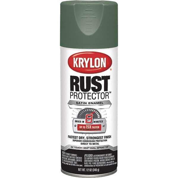 Krylon - Moss Green, Satin, Rust Proof Enamel Spray Paint - 25 Sq Ft per Can, 12 oz Container, Use on Plaster, Glass, Ceramic, Wicker, Concrete, Masonry, Wood, Metal - All Tool & Supply