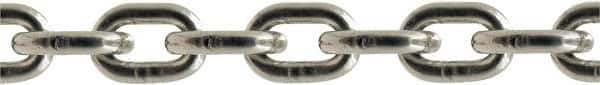 Value Collection - 7/64" Welded Stainless Steel Chain - 132 Lb Capacity, Grade 43, 100' Long, Polished Finish - All Tool & Supply