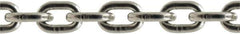 Value Collection - 7/64" Welded Stainless Steel Chain - 132 Lb Capacity, Grade 43, 100' Long, Polished Finish - All Tool & Supply