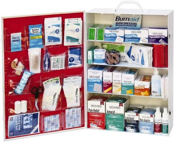 Medique - 1,300 Piece, 125 Person, Industrial First Aid Kit - 15-1/4" Wide x 22-1/4" Deep x 5-1/2" High, Metal Cabinet - All Tool & Supply