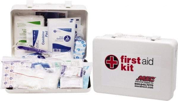 Medique - 100 Piece, 10 Person, Industrial First Aid Kit - 11" Wide x 7-1/2" Deep x 2-1/2" High, Metal Case - All Tool & Supply