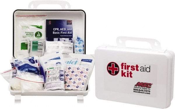 Medique - 100 Piece, 10 Person, Industrial First Aid Kit - 9-1/4" Wide x 6-3/4" Deep x 3" High, Plastic Case - All Tool & Supply