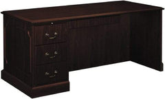 Hon - High Pressure Laminate Right Return Desk with Center Drawer - 66" Wide x 30" Deep x 29-1/2" High, Mahogany - All Tool & Supply