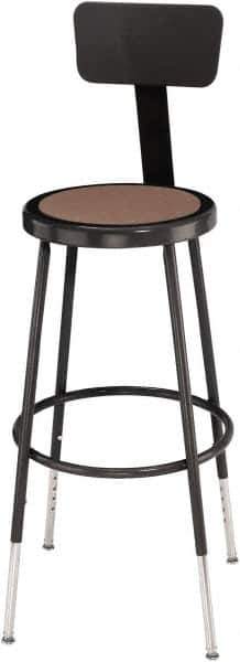 NPS - 14 Inch Wide x 14 Inch Deep x 25 to 32-1/2 Inch High, Steel Base, Adjustable Height Stool - Hardboard Seat, Black - All Tool & Supply