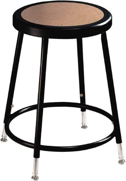 NPS - 14 Inch Wide x 14 Inch Deep x 19 to 26-1/2 Inch High, Steel Base, Adjustable Height Stool - Hardboard Seat, Black - All Tool & Supply