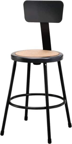 NPS - 24 Inch High, Stationary Fixed Height Stool with Adjustable Height Backrest - 14 Inch Deep x 14 Inch Wide, Hardboard Seat, Black - All Tool & Supply