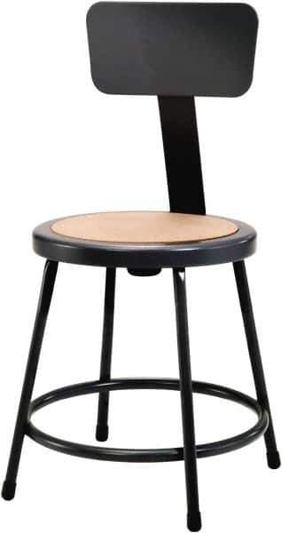 NPS - 18 Inch High, Stationary Fixed Height Stool with Adjustable Height Backrest - 14 Inch Deep x 14 Inch Wide, Hardboard Seat, Black - All Tool & Supply