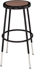 NPS - 14 Inch Wide x 14 Inch Deep x 25 to 33 Inch High, Steel Base, Adjustable Height Stool - Hardboard Seat, Black - All Tool & Supply