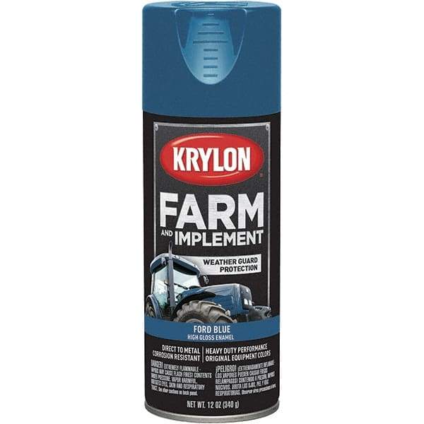 Krylon - Blue (Ford), 12 oz Net Fill, Gloss, Farm & Equipment Spray Paint - 12 oz Container, Use on Equipment - All Tool & Supply