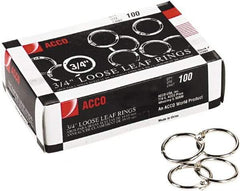 ACCO - 3/4", Book Rings - Steel, Silver - All Tool & Supply