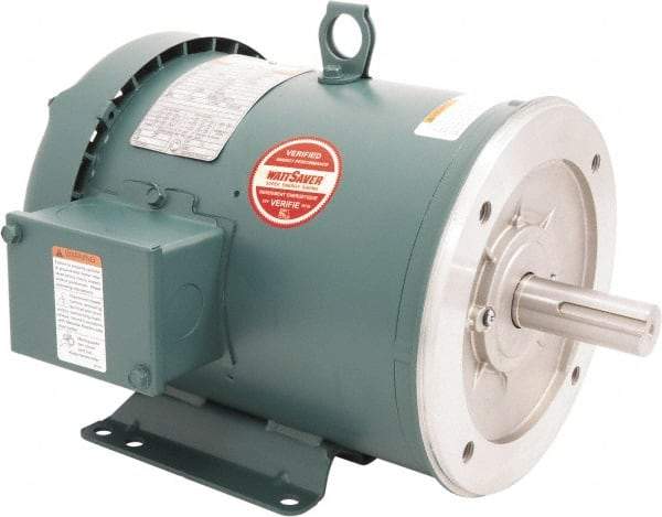 Leeson - 3 Max hp, 1,800 Max RPM, Premium Efficient Electric AC DC Motor - 230/460 V Input, Three Phase, 182TC Frame, C-Face with Base Mount, TEFC Enclosure - All Tool & Supply