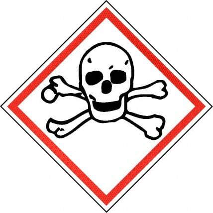 NMC - Hazardous Materials Label, Header: Toxic Warning - Legend: GHS - Graphic, English, Black & Red, 2" Long x 2" High, No Coating - All Tool & Supply