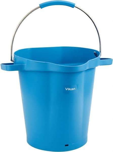 Vikan - 5 Gal, 18" High, Polypropylene Round Blue Single Pail with Pour Spout - Handle Included, 15.4mm Top Length x 18.9" Top Width x 18.9" Top Diam - All Tool & Supply