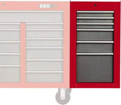 Proto - 6 Drawer Red/Gray Side Cabinet - 19" Wide x 34" High x 25" Deep, Use with 502 Series Box - All Tool & Supply