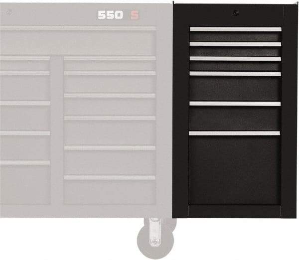 Proto - 6 Drawer Black Side Cabinet - 19" Wide x 34" High x 25" Deep, Use with 500 Series Box - All Tool & Supply