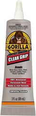 Gorilla Glue - 3 oz Tube Clear Contact Adhesive - 1 to 5 min Working Time, 24 hr Full Cure Time, Bonds to Masonry, Ceramic, Concrete, Fabric, Glass, Leather, Metal, Paper, Rubber, Velcro & Wood - All Tool & Supply