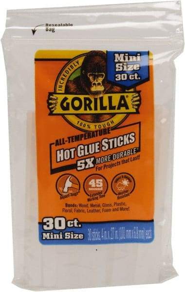 Gorilla Glue - 0.27" Diam, 4" Long, Clear, Hot Melt, Low Melt Glue Stick - All Tool & Supply