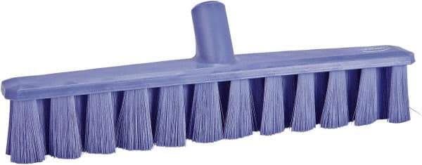 Vikan - 15.25" Fine Particle Polyester Push Broom - 1-7/8" Bristle Length, Plastic Block, European Threaded Handle Connection, Handle Sold Separately - All Tool & Supply