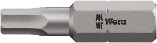 Wera - 1/4" Drive, Tamper Resistant Hex Screwdriver Bit - 1" OAL - All Tool & Supply