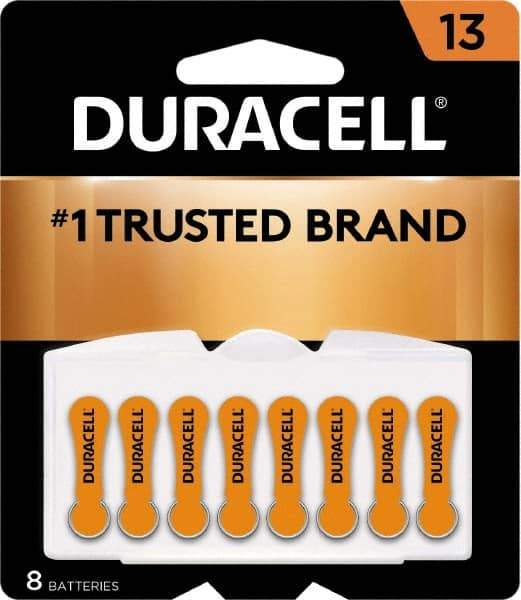 Duracell - Size 13, Zinc Air, 8 Pack, Hearing Aid Battery - 1.4 Volts, Flat Terminal, PR48, ANSI 7000ZD Regulated - All Tool & Supply