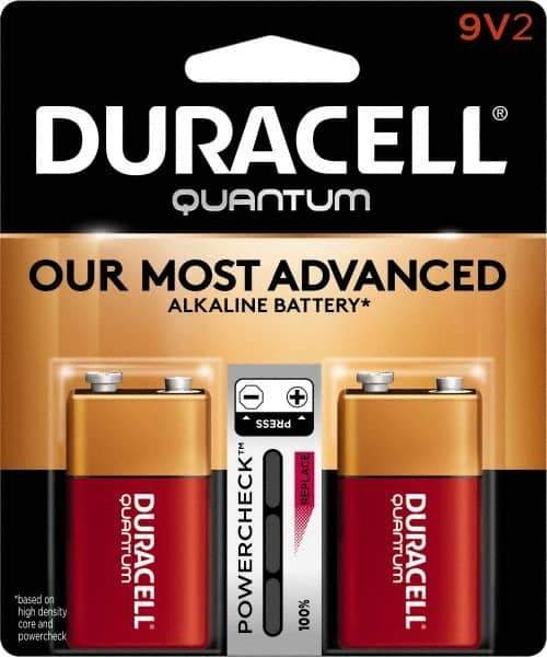 Duracell - Size 9V, Alkaline, 2 Pack, Standard Battery - 9 Volts, Snap Terminal, 6LR61, ANSI 1604A Regulated - All Tool & Supply