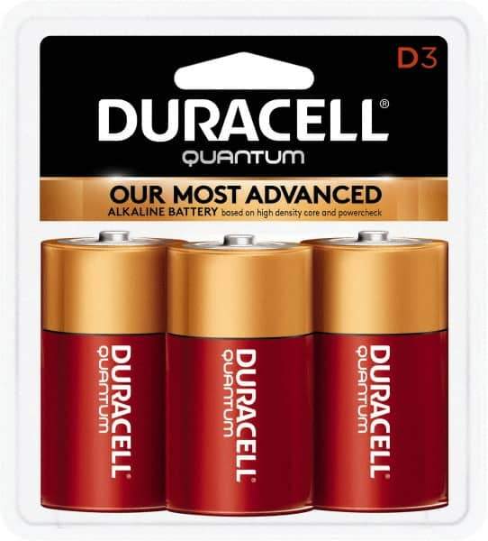 Duracell - Size D, Alkaline, 3 Pack, Standard Battery - 1.5 Volts, Button Tab Terminal, LR20, ANSI 13A Regulated - All Tool & Supply