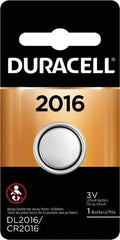 Duracell - Size 2016, Lithium, 1 Pack, Button & Coin Cell Battery - 3 Volts, Flat Terminal, CR2016, ANSI 5000LC Regulated - All Tool & Supply