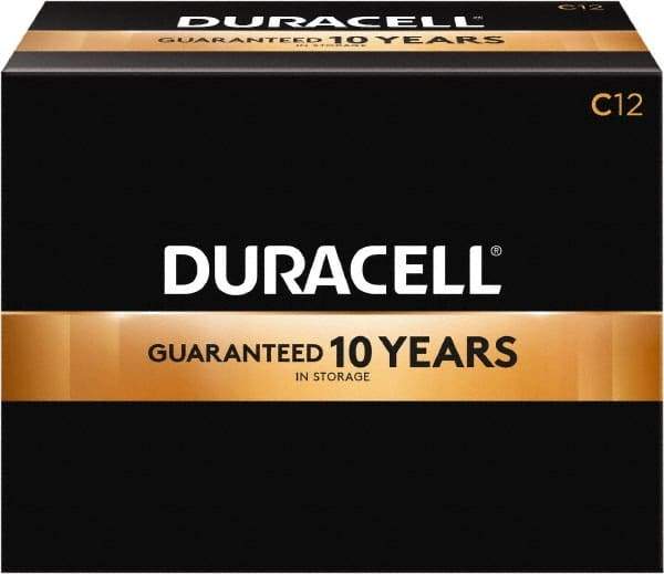 Duracell - Size C, Alkaline, 12 Pack, Standard Battery - 1.5 Volts, Button Tab Terminal, LR14, ANSI 14A Regulated - All Tool & Supply