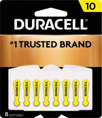 Duracell - Size 10, Zinc Air, 8 Pack, Hearing Aid Battery - 1.4 Volts, Flat Terminal, PR70, ANSI 7005ZD Regulated - All Tool & Supply