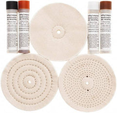 Value Collection - 6" Diam Loose Sewn, Cushion Sewn Buffing Wheel Set - 1/2" Arbor Hole - All Tool & Supply