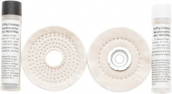 Value Collection - 4" Diam Loose Sewn, Cushion Sewn Buffing Wheel Set - 1/2" Arbor Hole - All Tool & Supply