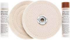 Value Collection - 6" Diam Cushion Sewn, Spiral Sewn Buffing Wheel Set - 1/2 & 7/8" Arbor Hole - All Tool & Supply