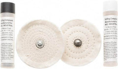 Value Collection - 4" Diam Cushion Sewn, Spiral Sewn Buffing Wheel Set - 1/2" Arbor Hole - All Tool & Supply