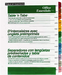 Office Essentials - 11 x 8 1/2" Jan to Dec Label, 12 Tabs, 3-Hole Punched, Preprinted Tab Dividers - Multicolor Tabs, White Folder - All Tool & Supply