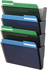 Deflect-o - 13" Wide x 7" High x 4" Deep Plastic Wall File - 4 Compartments, Smoke - All Tool & Supply